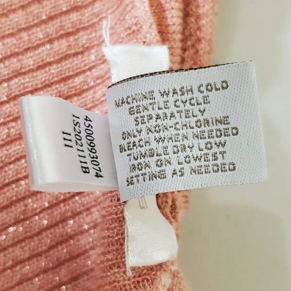 Chicos Open Front Cardigan Peach Metallic Women Size L Long Sleeve Lightweight - Picture 7 of 7